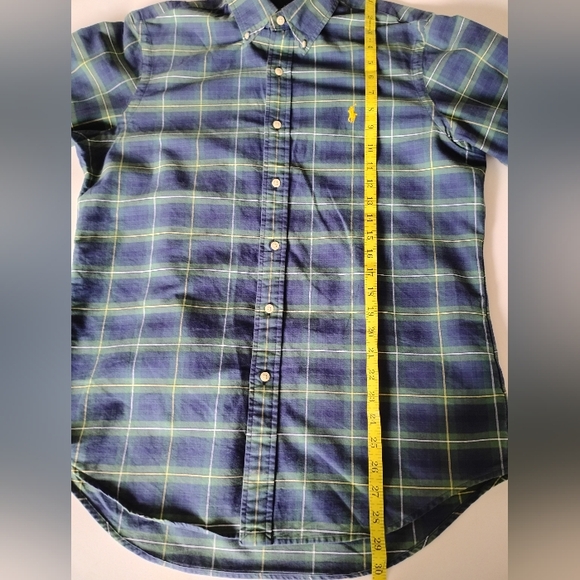 Ralph Lauren Cotton Oxford Cloth Button Down Shirt Blue Plaid Classic Size Med - Picture 12 of 12